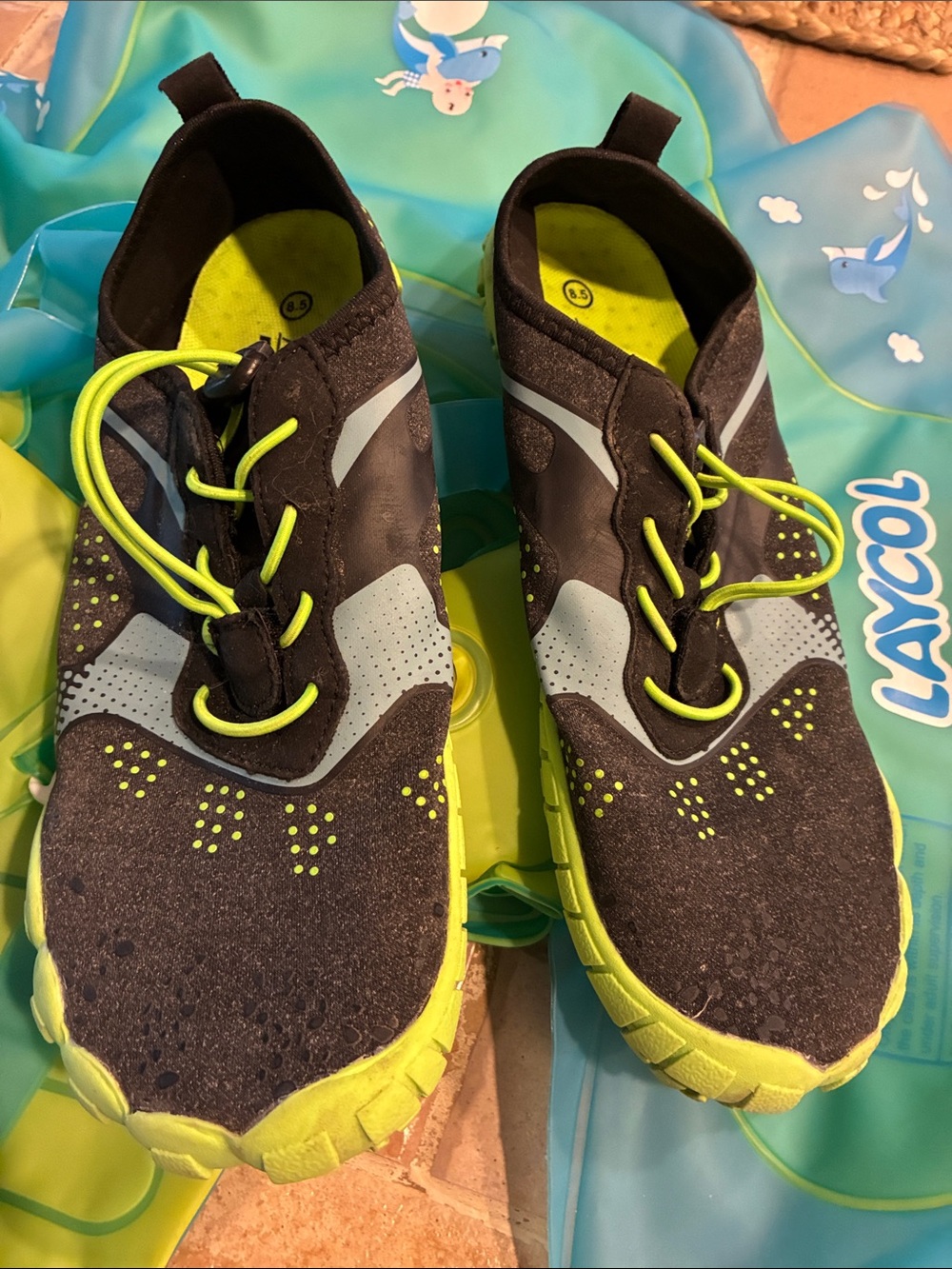 Men's Water Shoes in Black and Neon Green - Slip-On Performance